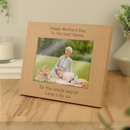 Personalised Custom Landscape Oak Finish Photo Frame - 5x7