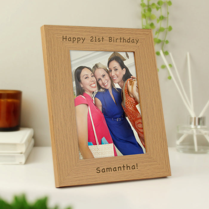 Personalised Custom Oak Finish Photo Frame - 5x7