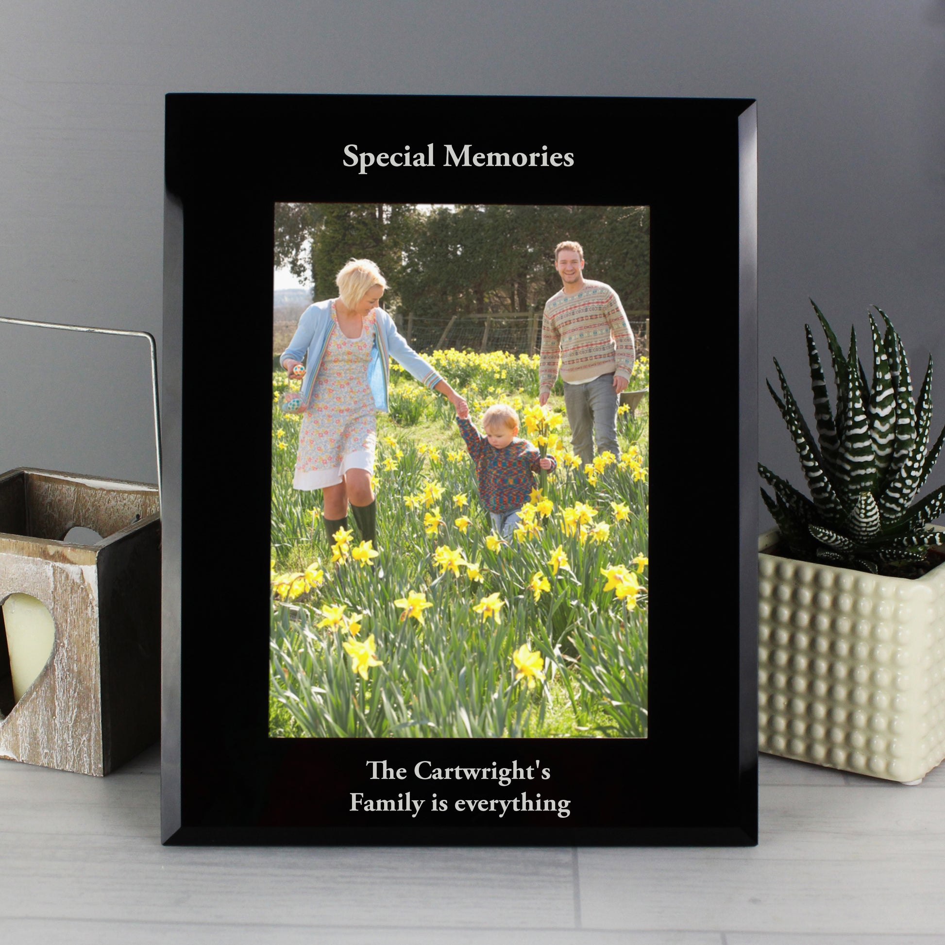 Personalised Custom Black Glass Photo Frame 5x7