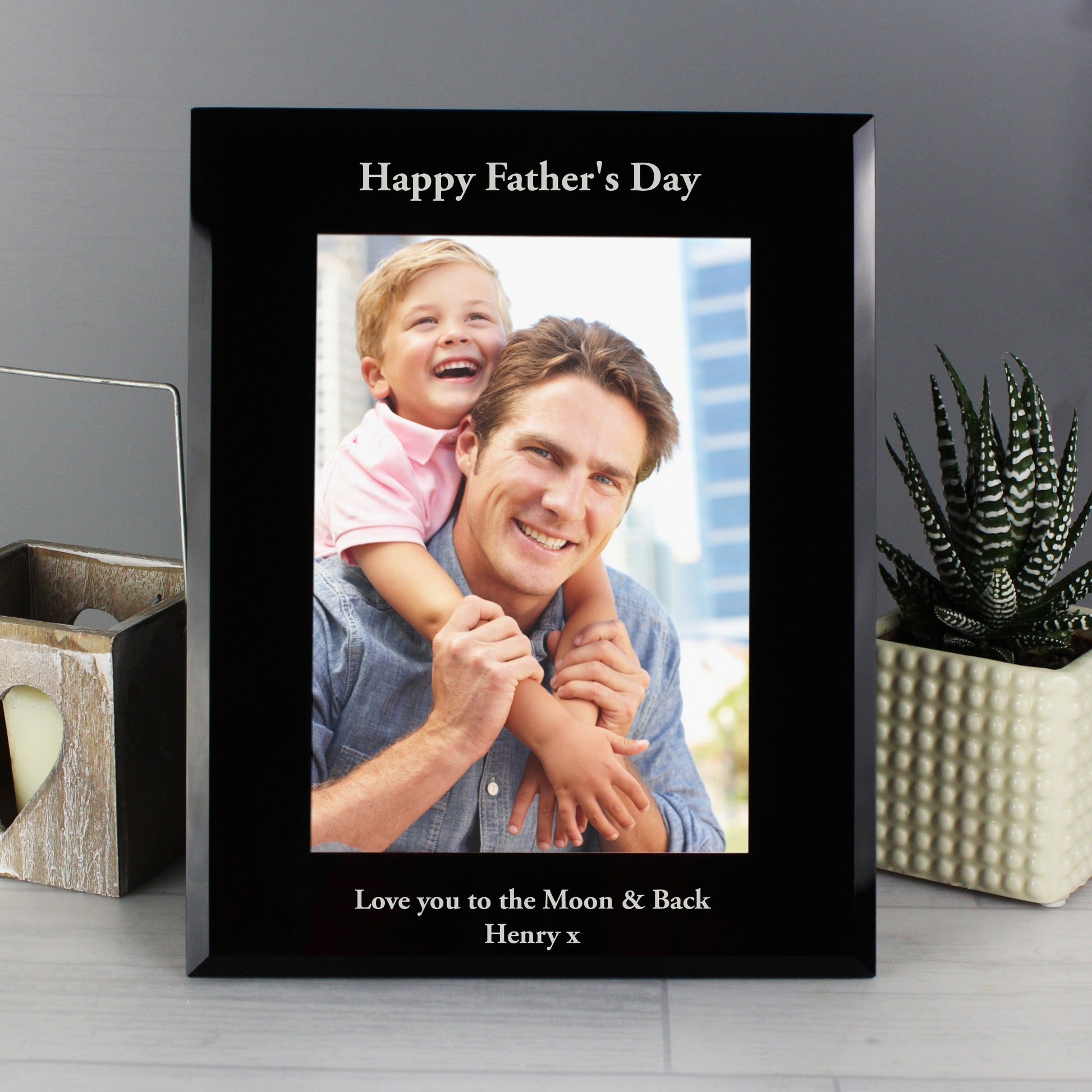 Personalised Custom Black Glass Photo Frame 5x7