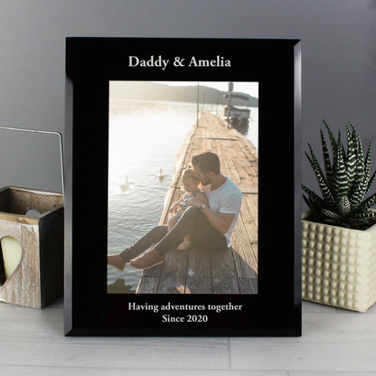 Personalised Custom Black Glass Photo Frame 5x7