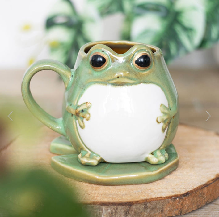 Frog Shaped Mug and Lily Pad Saucer