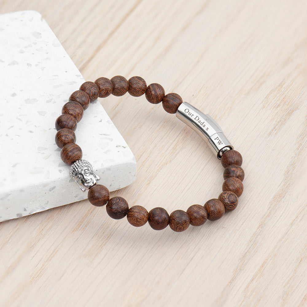 Personalised Men's Wooden Buddha Bracelet