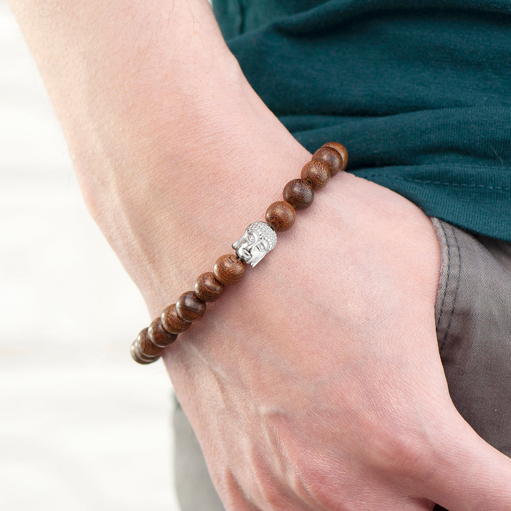 Personalised Men's Wooden Buddha Bracelet