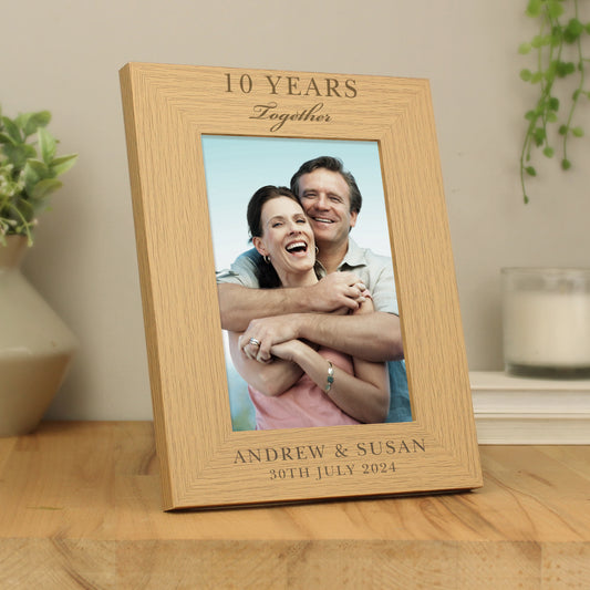 Personalised Anniversary Oak Finish Photo Frame 5x7