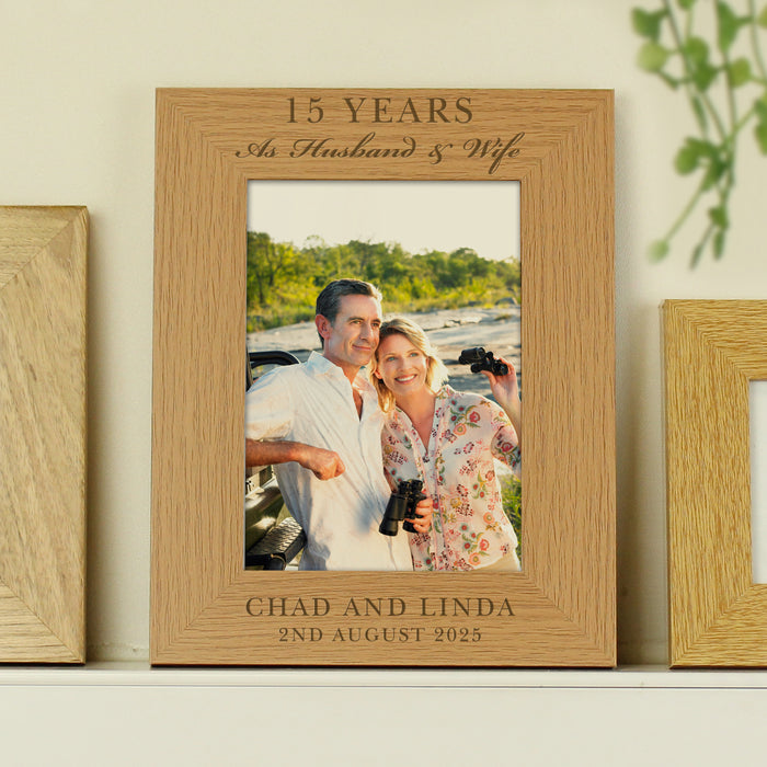 Personalised Anniversary Oak Finish Photo Frame 5x7