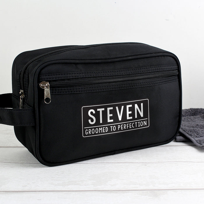 Personalised Custom Black Men’s Wash Bag