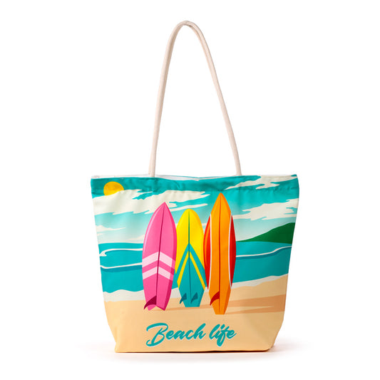 Beach Life Surf Canvas Beach Bag