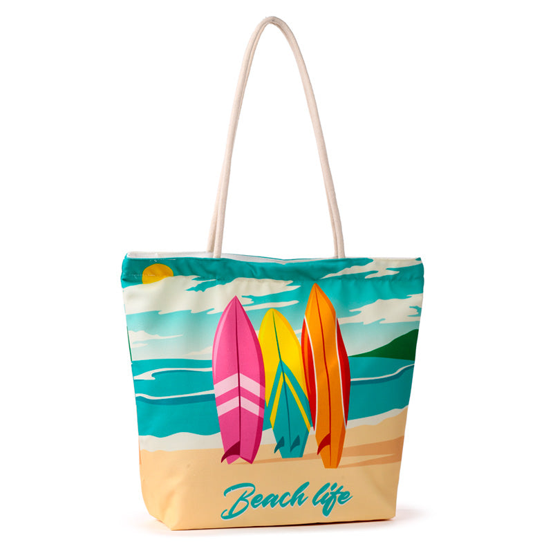 Beach Life Surf Canvas Beach Bag