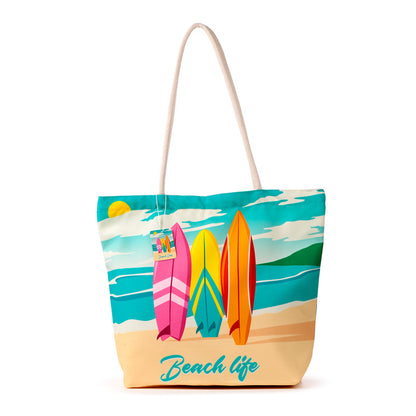 Beach Life Surf Canvas Beach Bag