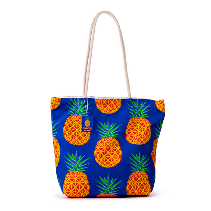 Pineapple Print Canvas Beach Bag