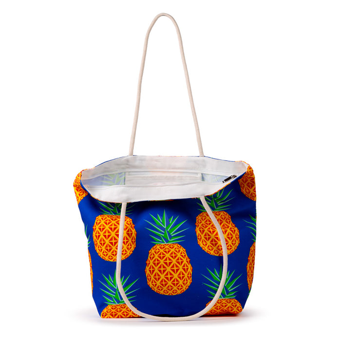 Pineapple Print Canvas Beach Bag