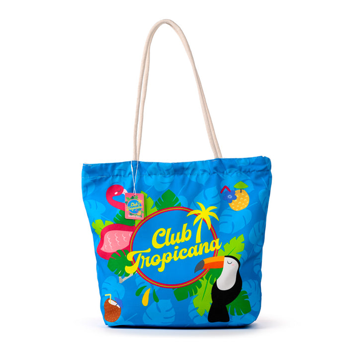 Flamingo Club Tropicana Canvas Beach Bag