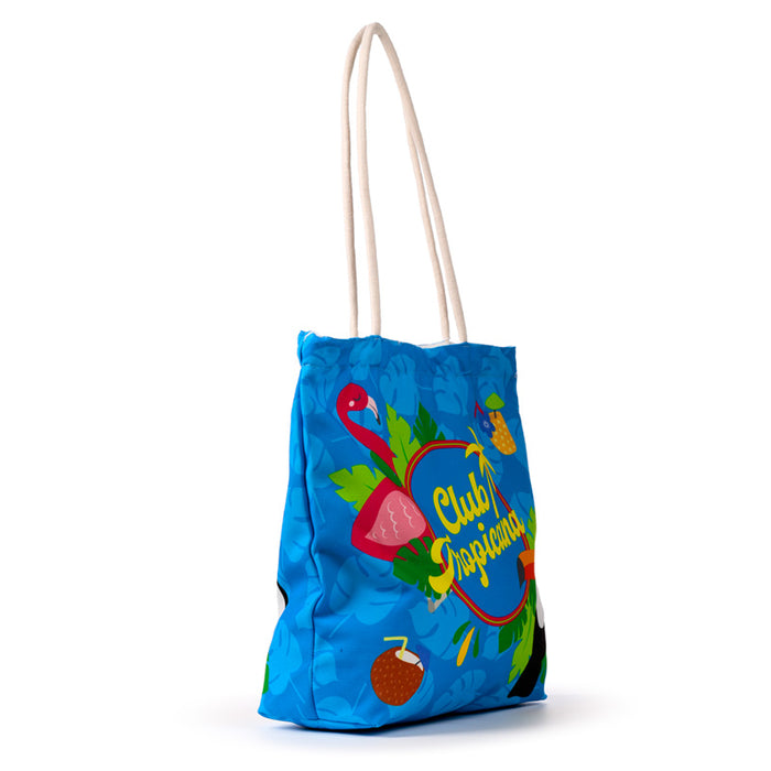 Flamingo Club Tropicana Canvas Beach Bag