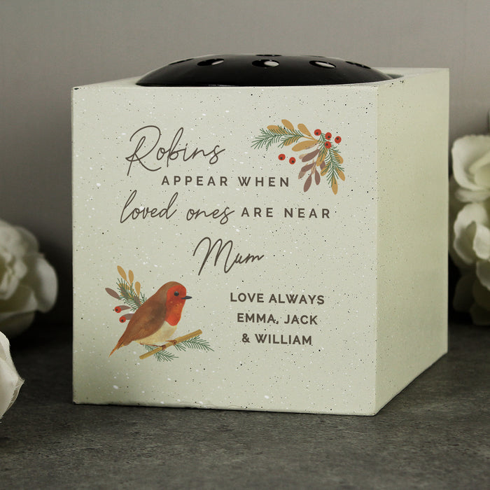 Personalised Robins Appear Memorial Graveside Vase