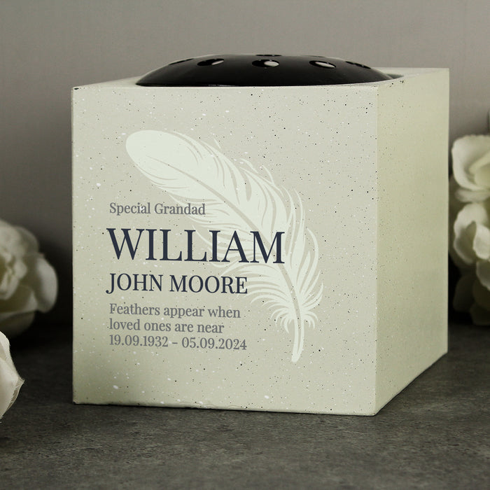 Personalised Feather Memorial Graveside Vase