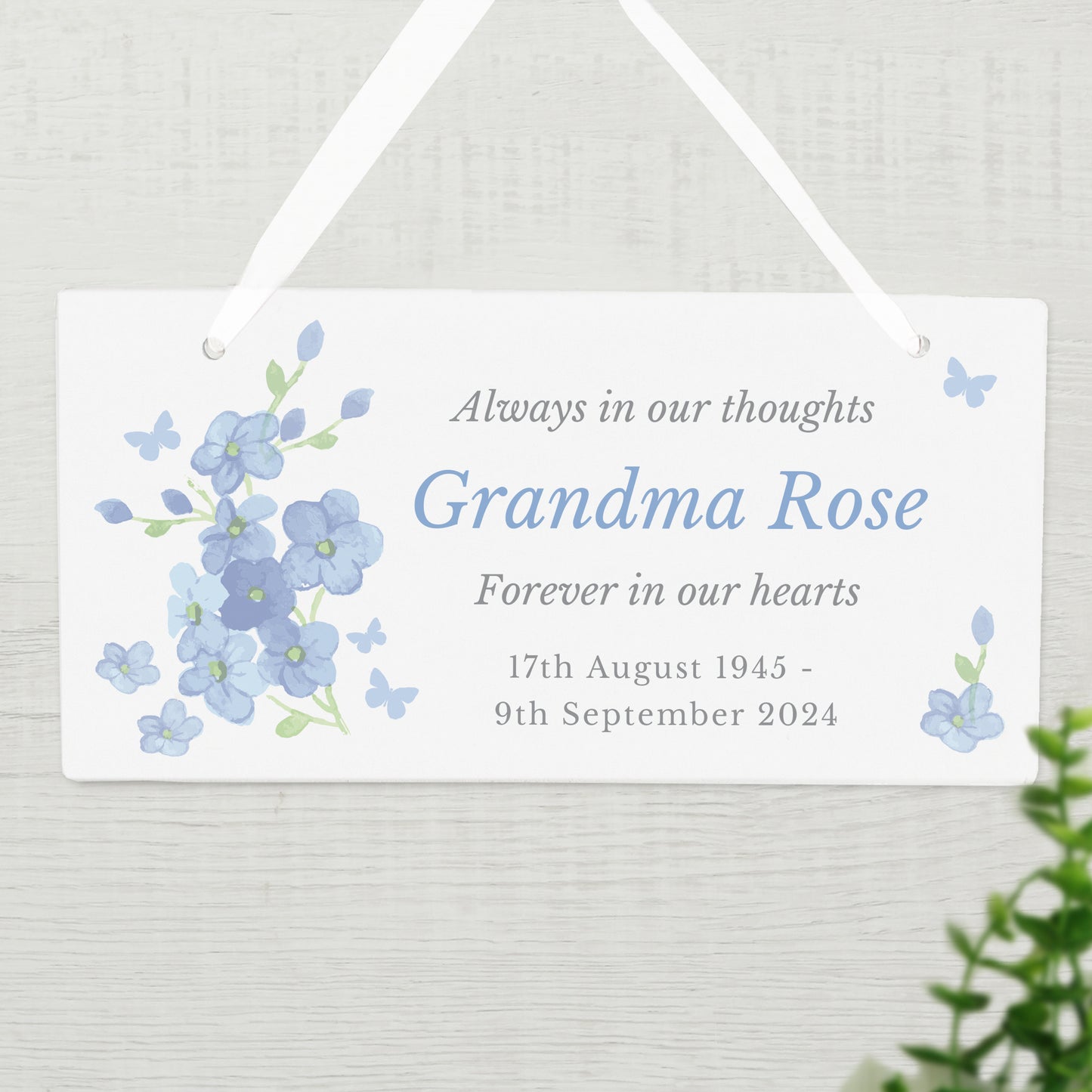 Personalised Memorial Forget Me Not Wooden Sign