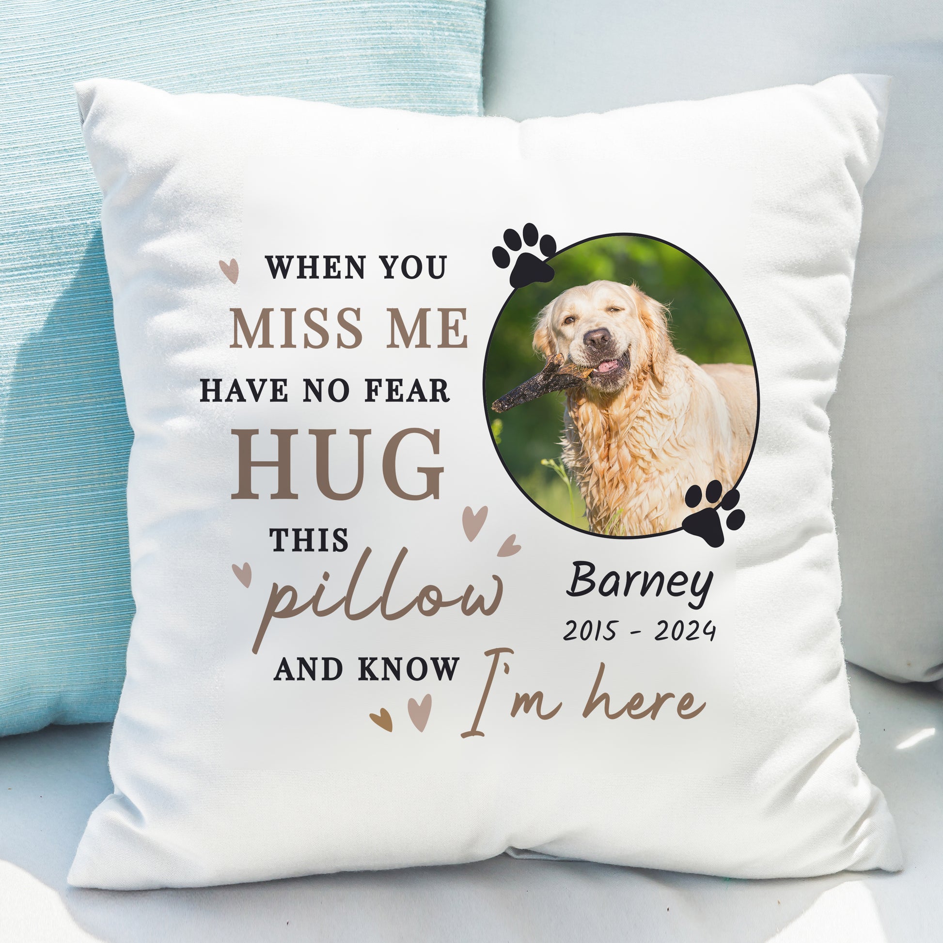 Personalised Dog Memorial Photo Upload Cushion Pillow