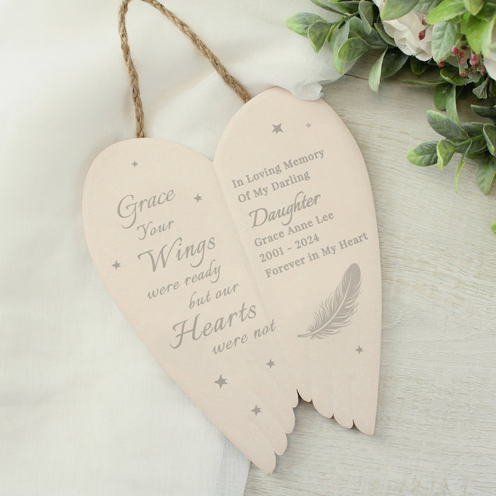 Personalised Memorial Angel Wings Hanging Ornament