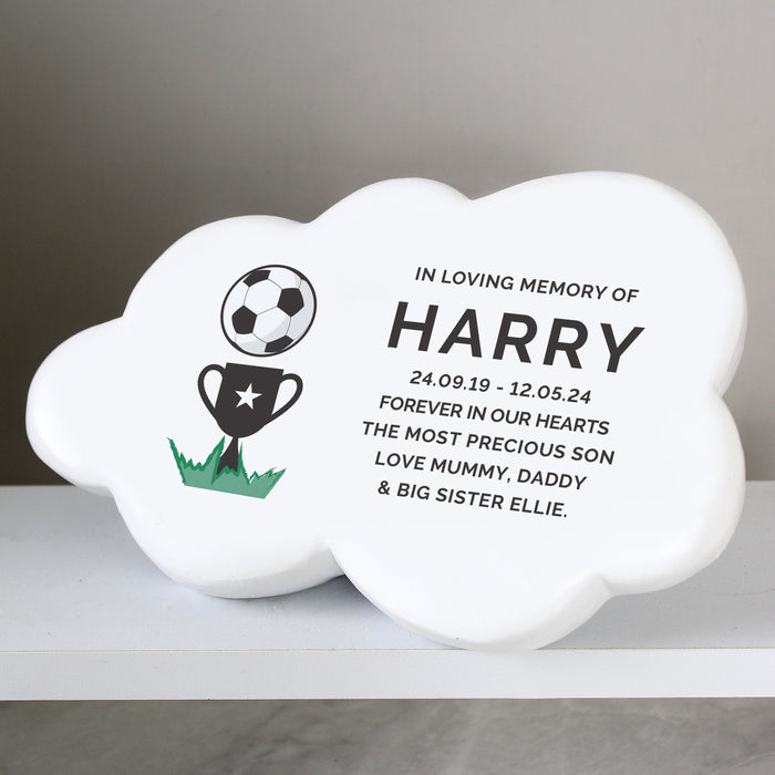 Personalised Football Resin Cloud Memorial Plaque