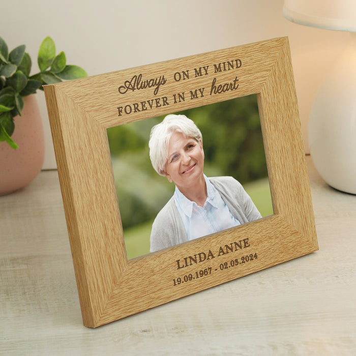 Personalised Memorial Always In My Heart Wooden Photo Frame 6x4