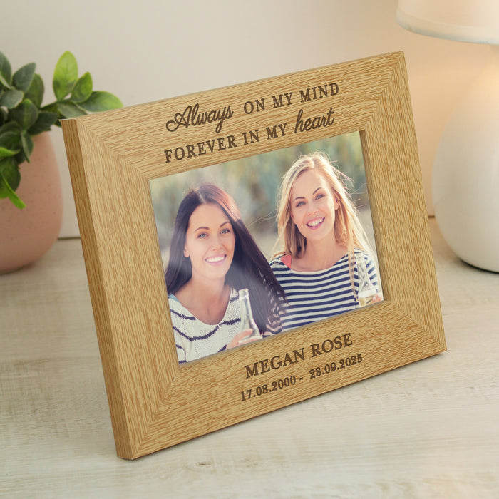 Personalised Memorial Always In My Heart Wooden Photo Frame 6x4