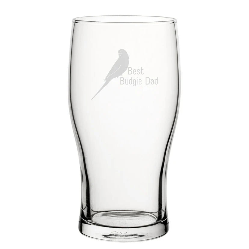 Funny Novelty Best Budgie Dad Pint Glass