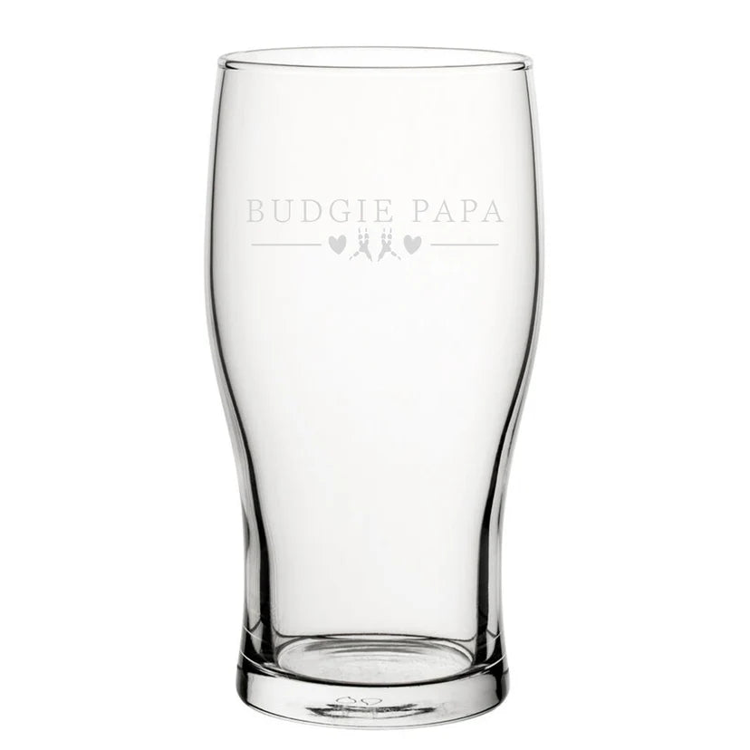 Funny Novelty Budgie Papa Pint Glass