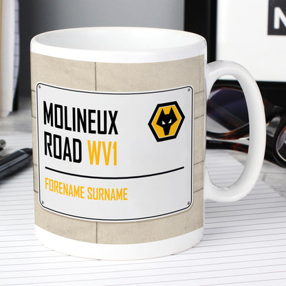 Personalised Wolves Football Club Street Sign Mug