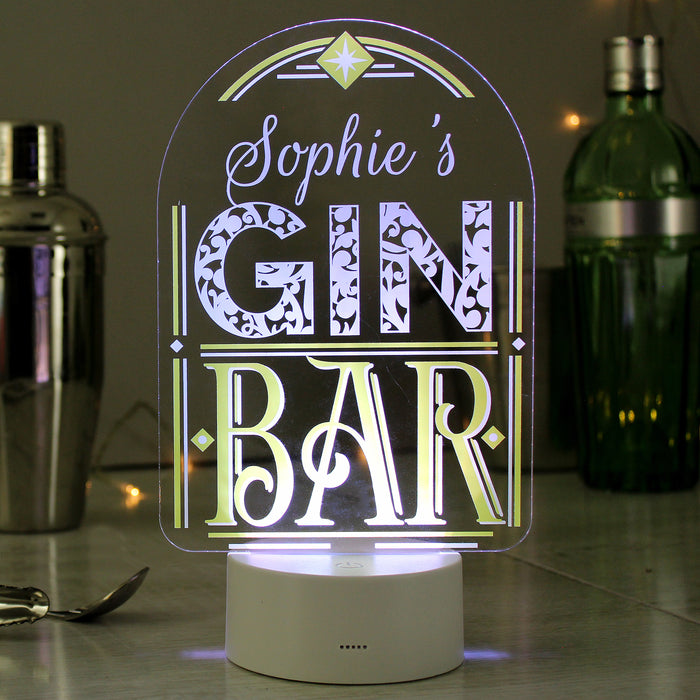 Personalised Gin Bar LED Colour Changing Light Sign