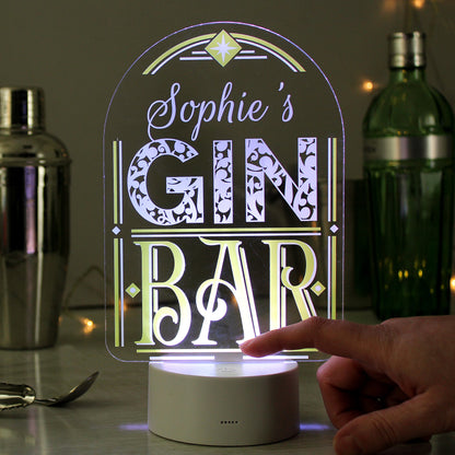 Personalised Gin Bar LED Colour Changing Light Sign