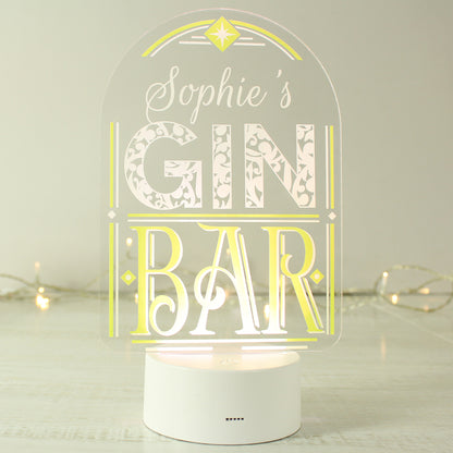 Personalised Gin Bar LED Colour Changing Light Sign