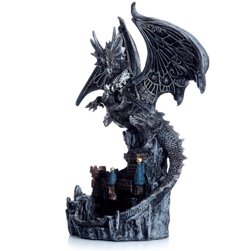 Dark Legends Wings of Magic Silver Castle Guardian Dragon Ornament