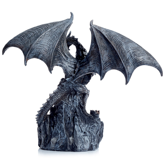 Dark Legends Wings of Magic Silver Castle Guardian Dragon Ornament