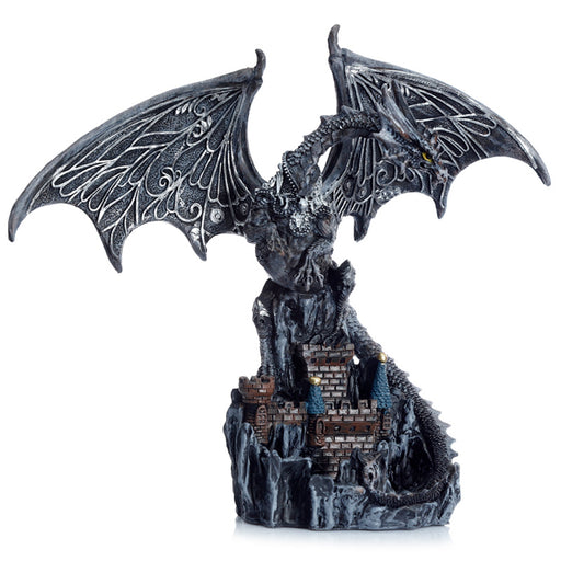 Dark Legends Wings of Magic Silver Castle Guardian Dragon Ornament