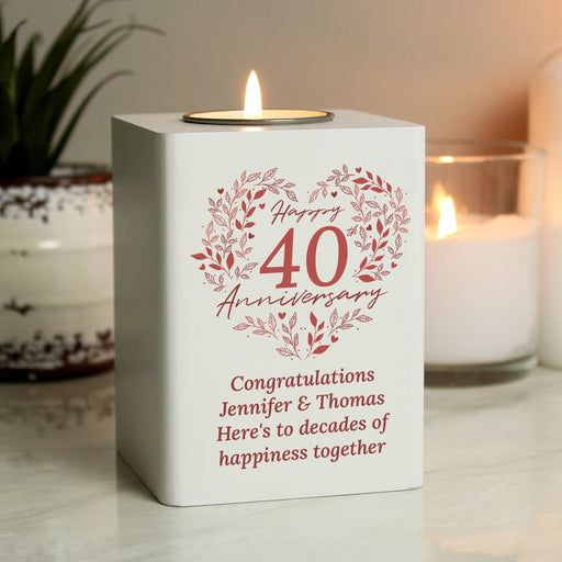 Personalised 40th Ruby Wedding Anniversary Tea Light Holder