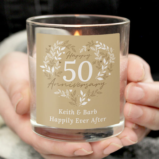 Personalised 50th Golden Wedding Anniversary Candle Jar