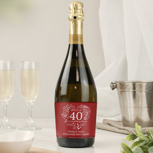 Personalised 40th Ruby Wedding Anniversary Prosecco