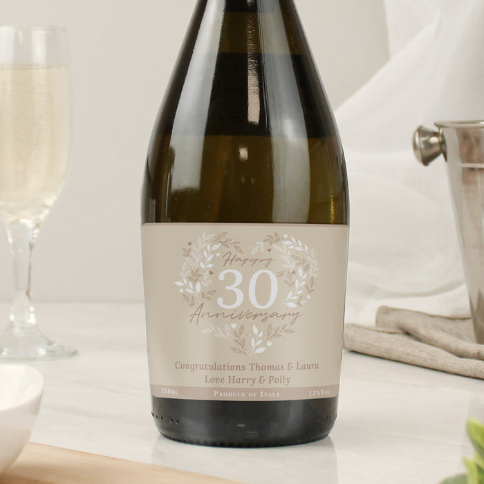 Personalised 30th Pearl Wedding Anniversary Prosecco