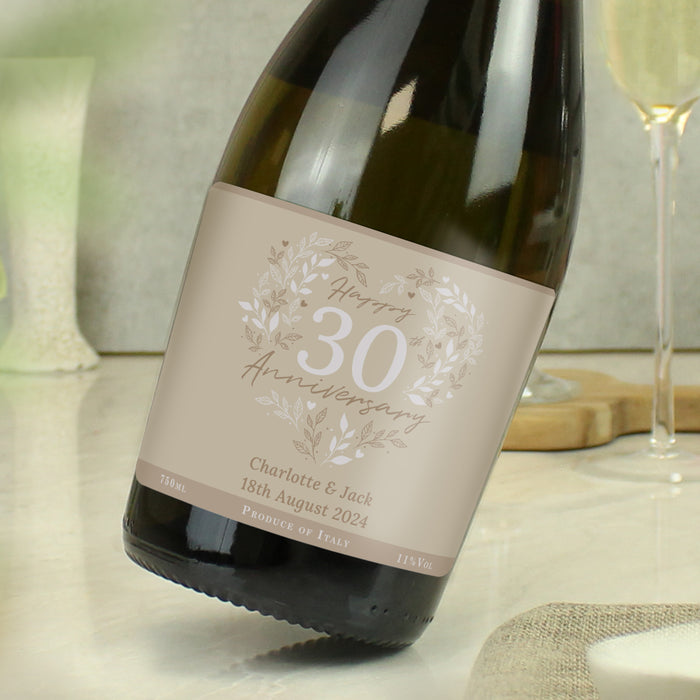 Personalised 30th Pearl Wedding Anniversary Prosecco