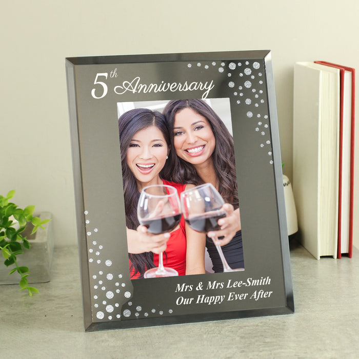 Personalised Anniversary Diamante Glass Photo Frame 6x4