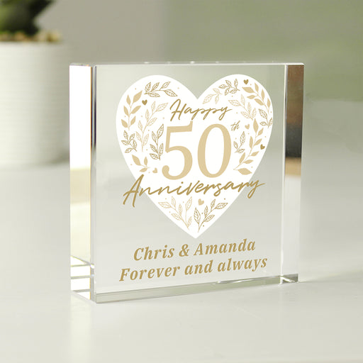 Personalised 50th Golden Wedding Anniversary Glass Token Gift