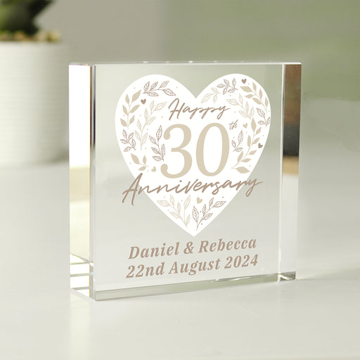 Personalised 30th Pearl Wedding Anniversary Glass Token Gift