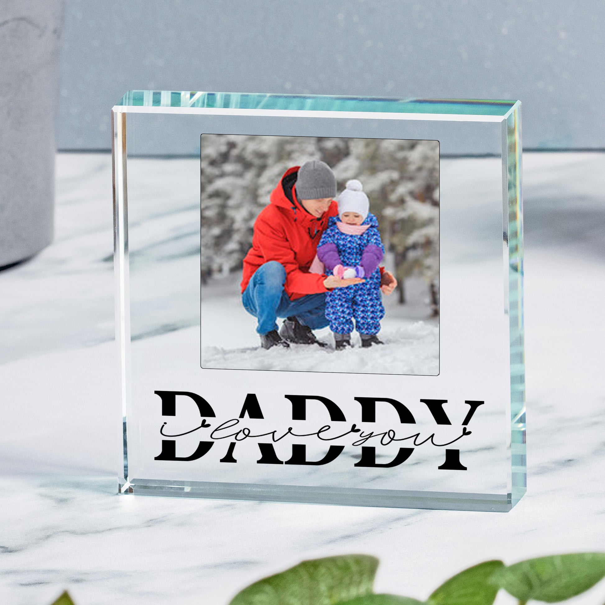 Daddy Love You Photo Glass Token Keepsake Paperweight Gift