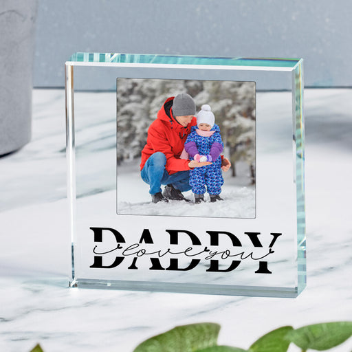 Daddy Love You Photo Glass Token Keepsake Paperweight Gift