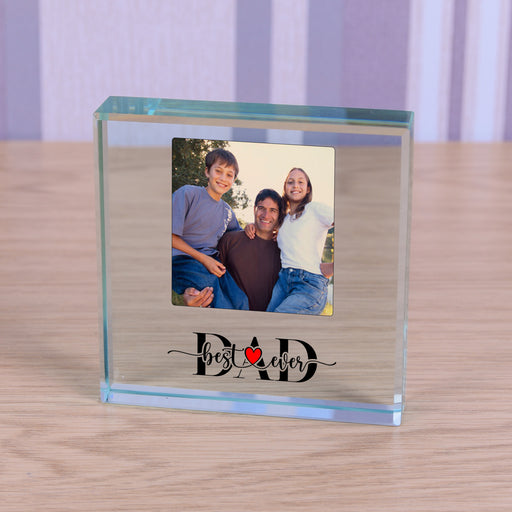 Best Ever Dad Photo Glass Token Keepsake Paperweight Gift