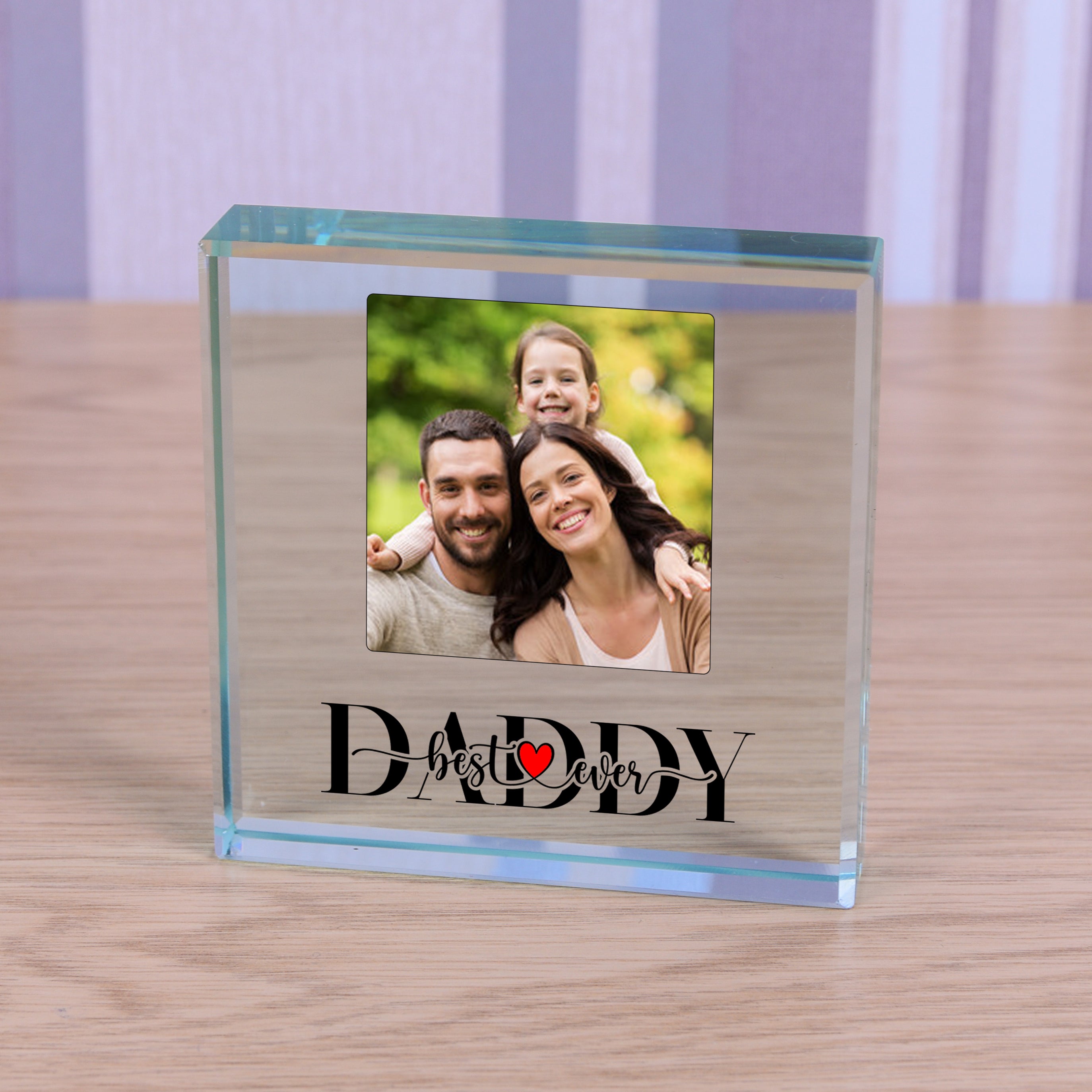 Best Ever Daddy Photo Glass Token Keepsake Paperweight Gift