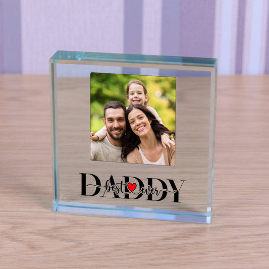 Best Ever Daddy Photo Glass Token Keepsake Paperweight Gift