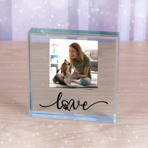 Love My Dog Photo Glass Token Keepsake Paperweight Gift