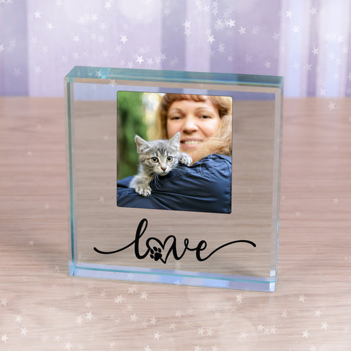 Love My Cat Photo Glass Token Keepsake Paperweight Gift